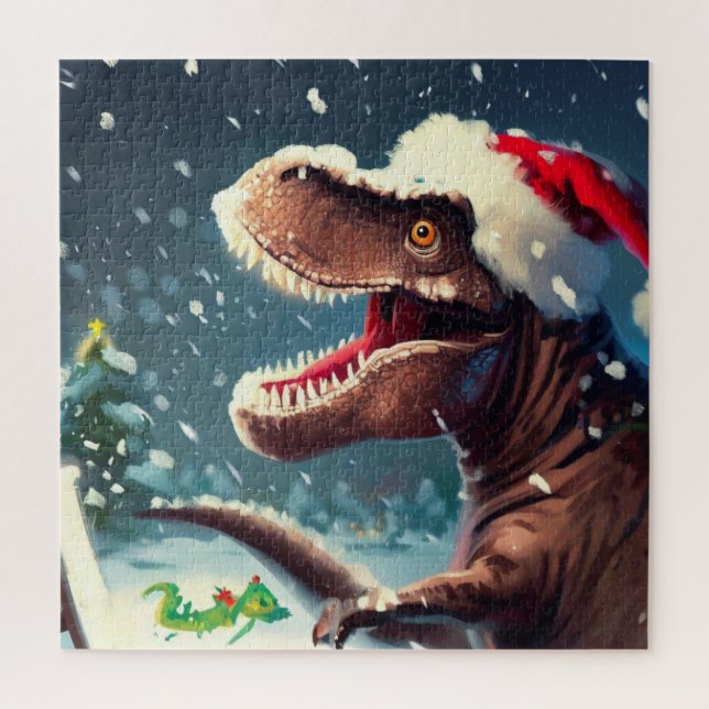 Quebra-cabeça T-Rex Natal (3) (Vertical)