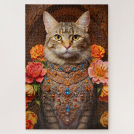 Quebra-cabeça Tabby Whimsical com Bela Joia e Flores