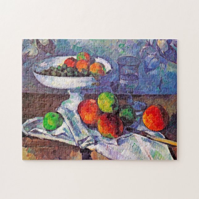 Quebra-cabeça taça de Fruta, Vidro e Maçãs, Cezanne (Horizontal)