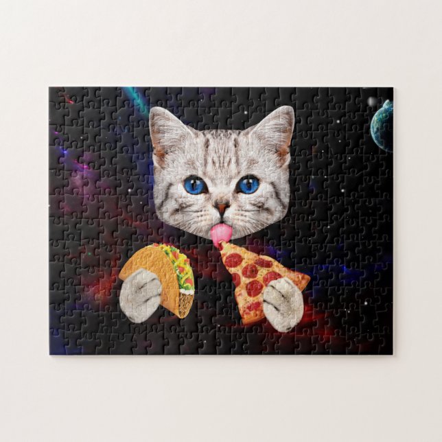 Quebra-cabeça Taco, gato e pizza (Horizontal)