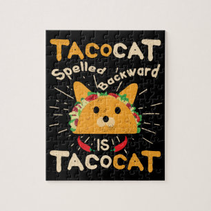Quebra-cabeça Tacocat soletrou para trás o Taco do gato de Cinc