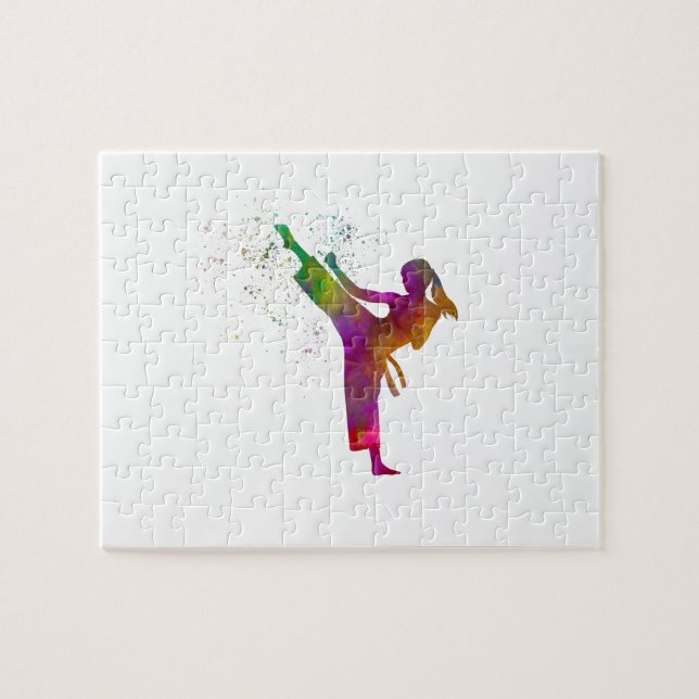 Quebra-cabeça Taekwondo-karate em aquarela (Horizontal)