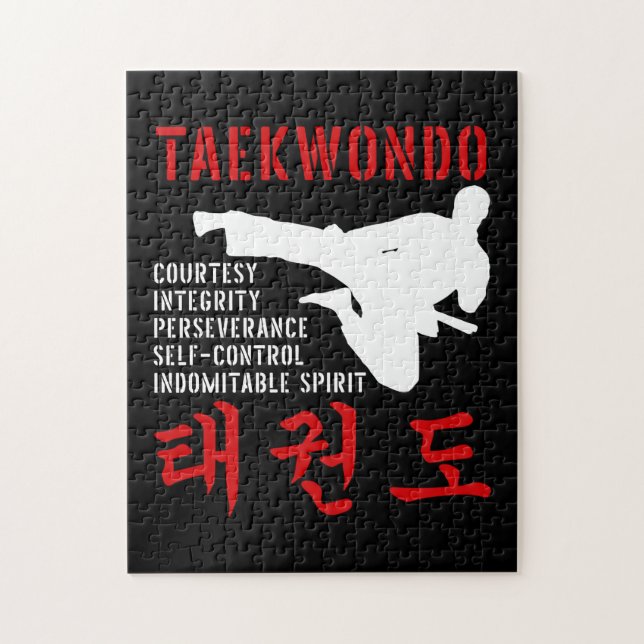 Quebra-cabeça Taekwondo Tenets Artes Marciais (Vertical)