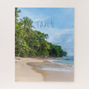 Quebra-cabeça Tahiti Sand Beach Blue Sky Palm Trees
