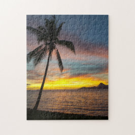 Quebra-cabeça Tahiti Sunset Tropical Palm Tree Foto Viagem