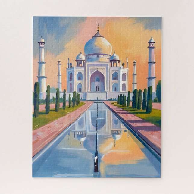 Quebra-cabeça Taj Mahal India Travel Painting (Vertical)