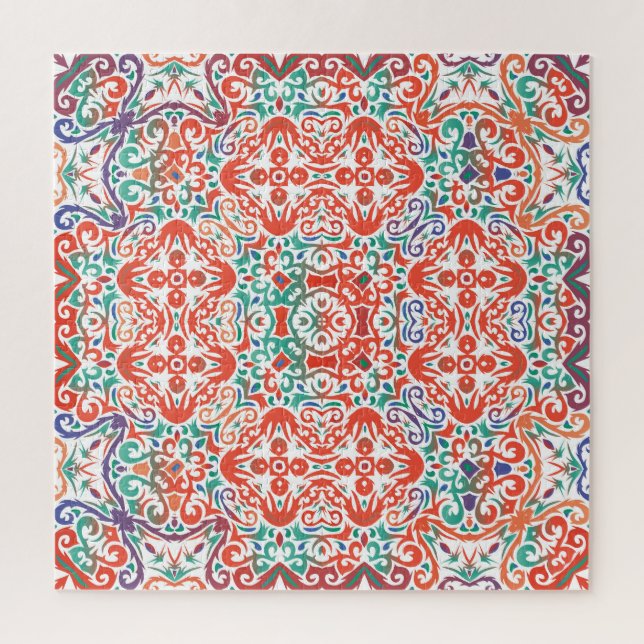 Quebra-cabeça Talavera mexicana: Colagem de Azulejos Étnicos. (Vertical)