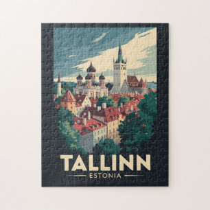 Quebra-cabeça Tallinn Estônia Viagem Art Vintage