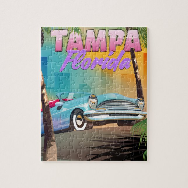 Quebra-cabeça Tampa Flórida belo pôster de viagem. (Vertical)