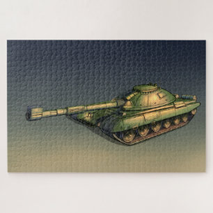 Quebra-cabeça Tanque militar verde no campo