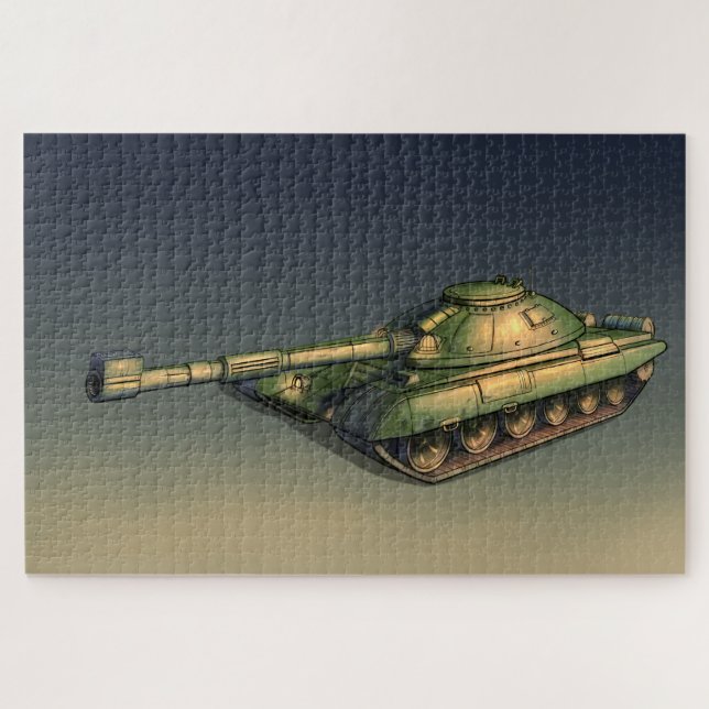 Quebra-cabeça Tanque militar verde no campo (Horizontal)