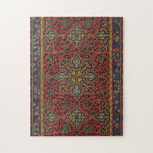 Quebra-cabeça Tapete de Carpete Persa Vermelho Azul Clássico (Vertical)