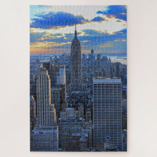 Quebra-cabeça Tarde da tarde NYC Skyline quando o pôr do sol se