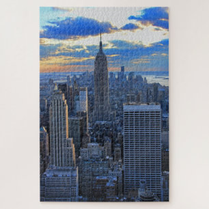 Quebra-cabeça Tarde tarde NYC Skyline à medida que o pôr do sol