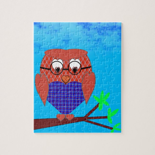 Quebra-cabeça Tartan e Hearts Owl (Vertical)