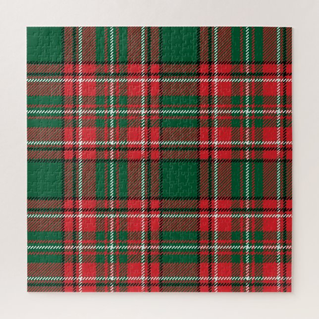 Quebra-cabeça Tartan tradicional: padrão de xadrez verde-vermelh (Vertical)