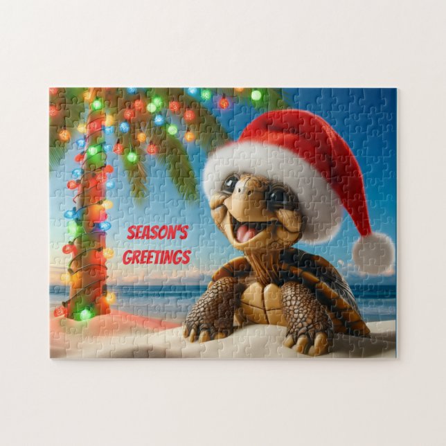 Quebra-cabeça Tartaruga de Natal (Horizontal)