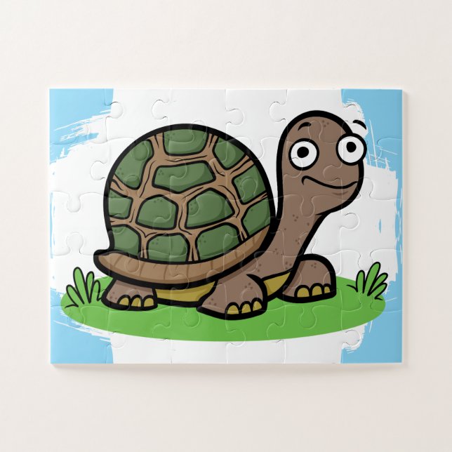 Quebra-cabeça Tartaruga Desenho Animado Fofo (Horizontal)