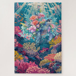 Quebra-cabeça Tartaruga-do-mar, de cor aquática, de coral, ocean