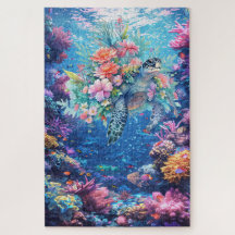 Tartaruga-do-mar, de cor aquática, de coral, ocean