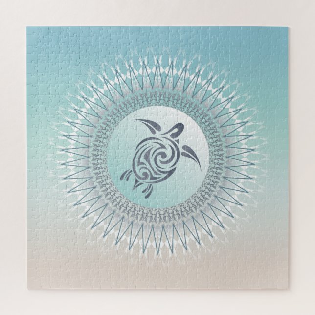 Quebra-cabeça Tartaruga e Mandala Estilo Praia (Vertical)