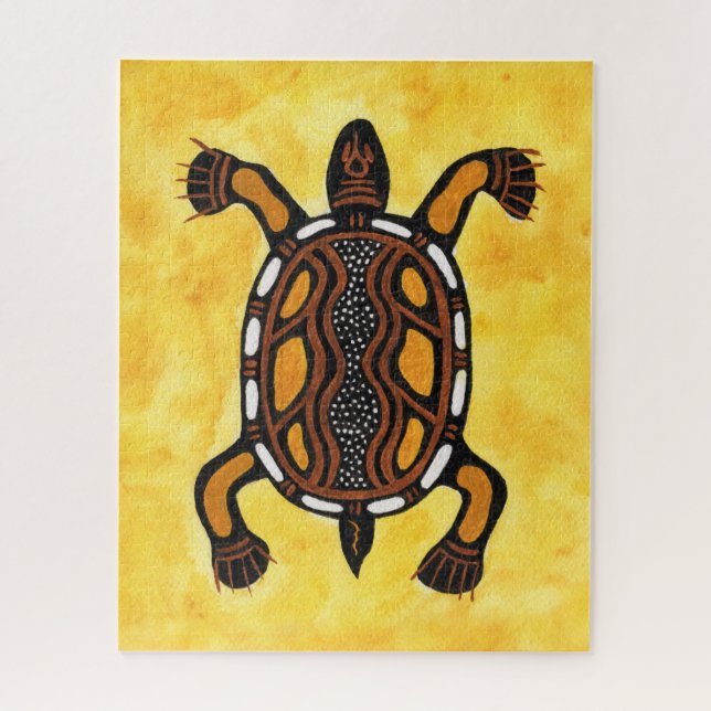 Quebra-cabeça Tartaruga - Pintura de Arte Inspirada Aboriginal (Vertical)