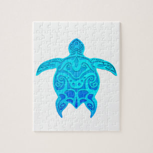 Quebra-cabeça Tartaruga tribal azul