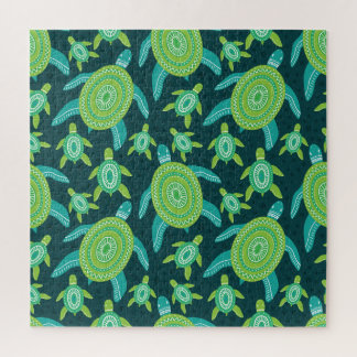 Quebra-cabeça Tartarugas de ornamento verde: padrão de safra.
