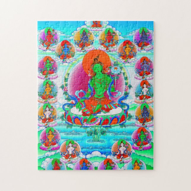 Quebra-cabeça Tatuagem Legal oriental tibetana thangka Green Tar (Vertical)