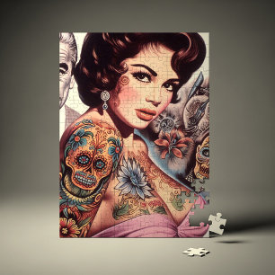 Quebra-cabeça Tatuagem retrô Pin-up