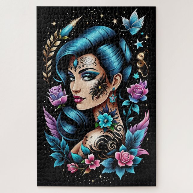 Quebra-cabeça Tatuagens E Rosas (Vertical)