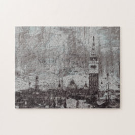 Quebra-cabeça Taupe e Cyan Distress Skyline Veneice Itália
