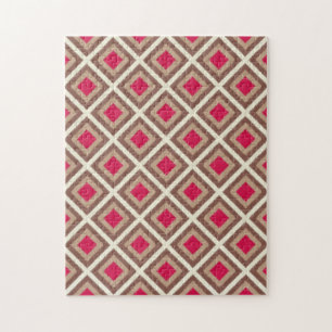Quebra-cabeça Taupe, Leve Taupe, Diamantes de Ikat Rosa Quente S