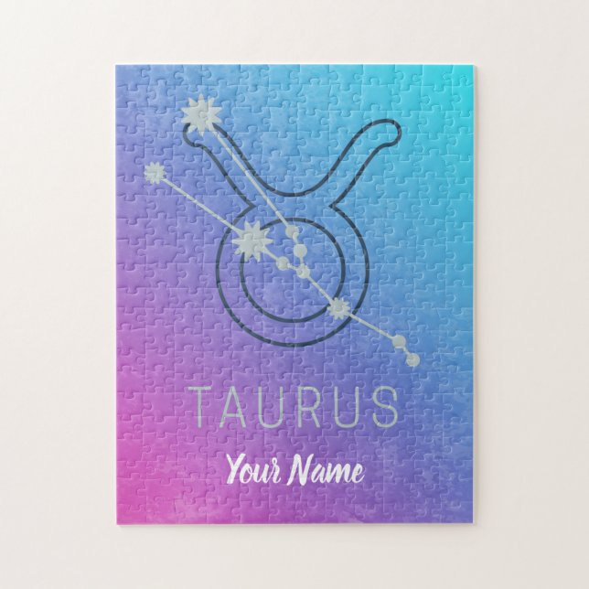 Quebra-cabeça Taurus Zodiac Sinal Watercolor Horoscope (Vertical)