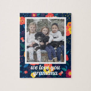 Quebra-cabeça Te Amo Vovó Foto Floral Personalizada