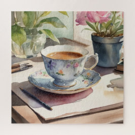 Quebra-cabeça Teacup de vintagem de aquarela
