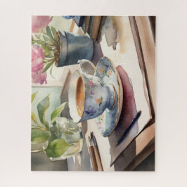 Quebra-cabeça Teacup de vintagem de aquarela