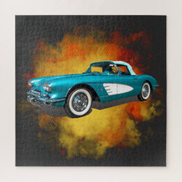 Quebra-cabeça Teal 59 Carro Vermelho Corvette Explosão