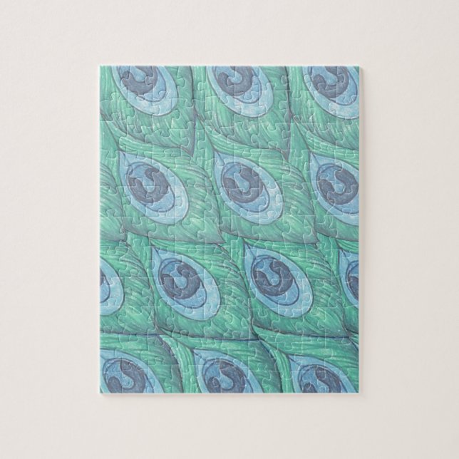 Quebra-cabeça Teal Peacock Feather Design (Vertical)