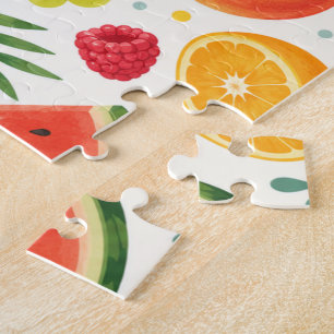 Quebra-cabeça Tecido de Padrão de Frutas de Verão   Melancia Tro
