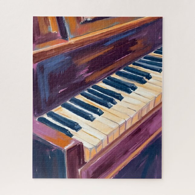 Quebra-cabeça Teclas de Piano Pintura de Pianista (Vertical)