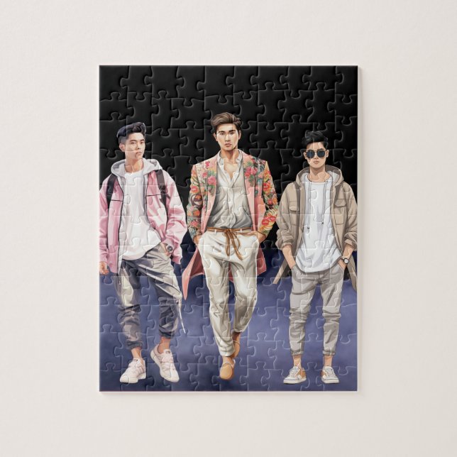 Quebra-cabeça Teen Boys Coreanos de Alta Moda (Vertical)