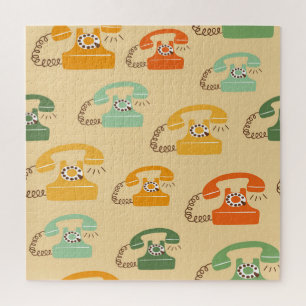 Quebra-cabeça Telefones retrovisores, padrão ininterrupto colori