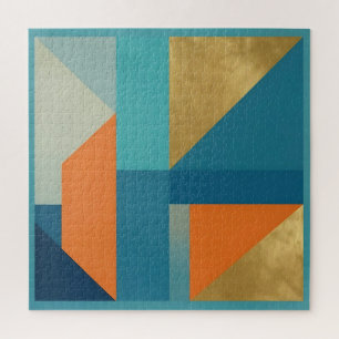 Quebra-cabeça Télica Laranja Dourado Geométrico Abstrato