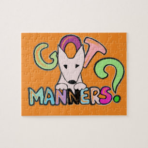 Quebra-cabeça TEM MANNERS? Arte para animais Bull Terrier ingles