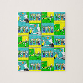 Quebra-cabeça Tema de futebol com jogadores e ventiladores