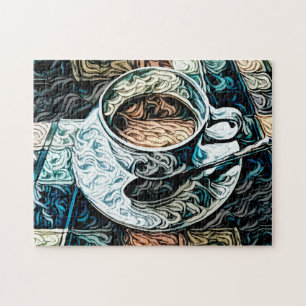 Quebra-cabeça Tema Do Café Pintura Artística De Vida