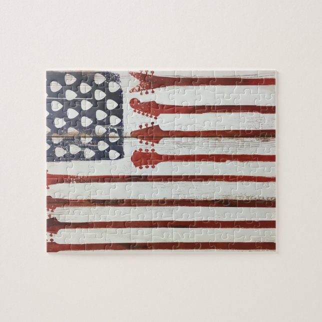 Quebra-cabeça Tema patriótico da música da guitarra da bandeira (Horizontal)