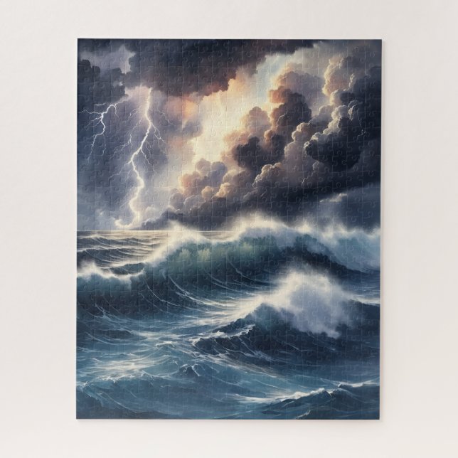 Quebra-cabeça Tempestade De Aquarela No Mar (Vertical)