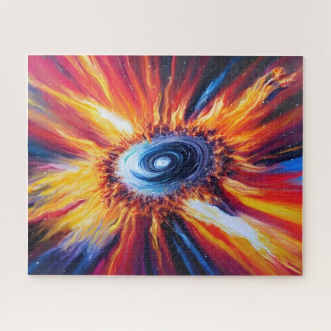 Quebra-cabeça Tempestade de incêndio vermelha, azul e laranja, q (Horizontal)